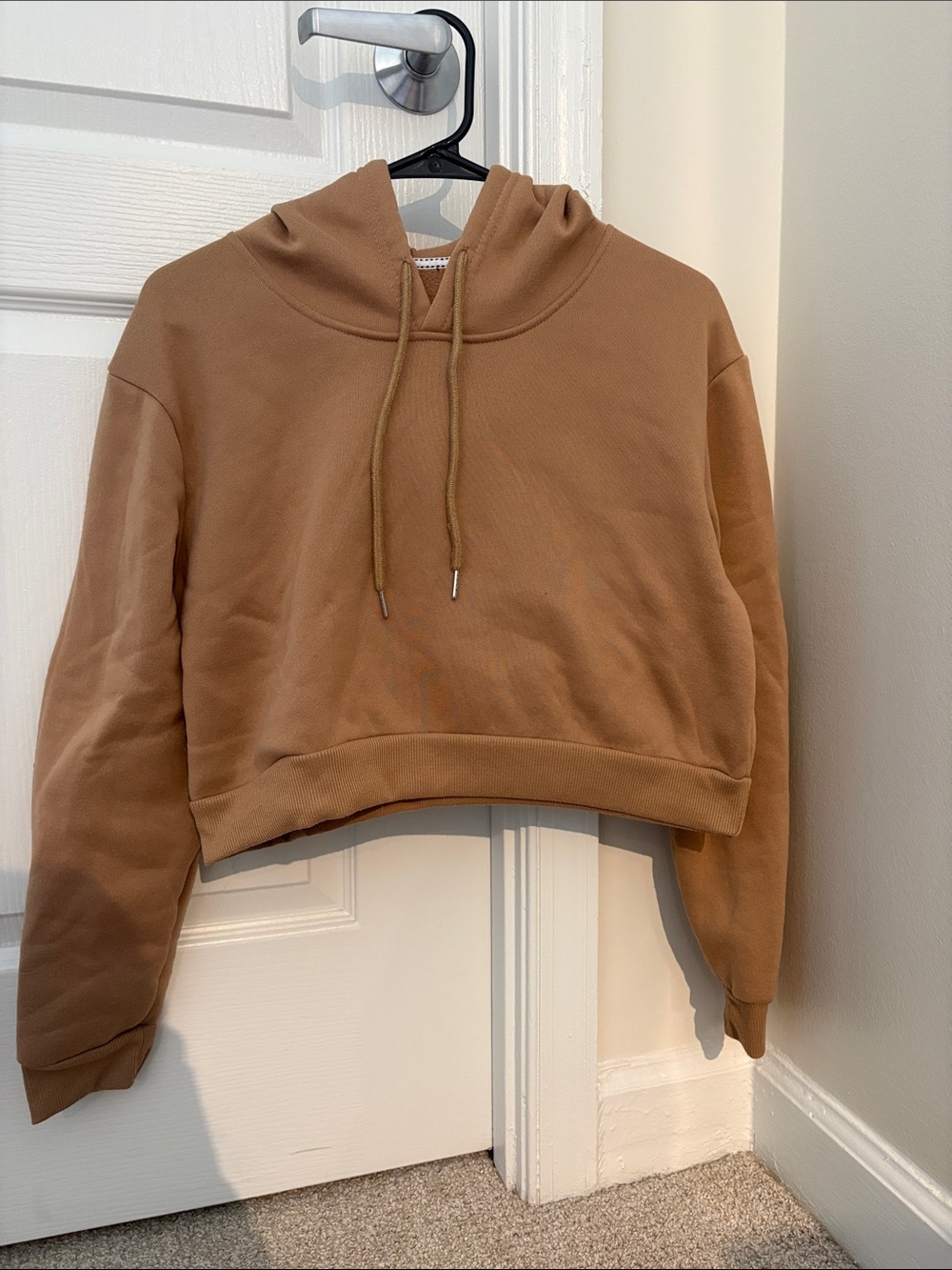 SHEIN Cropped Hoodie in Camel